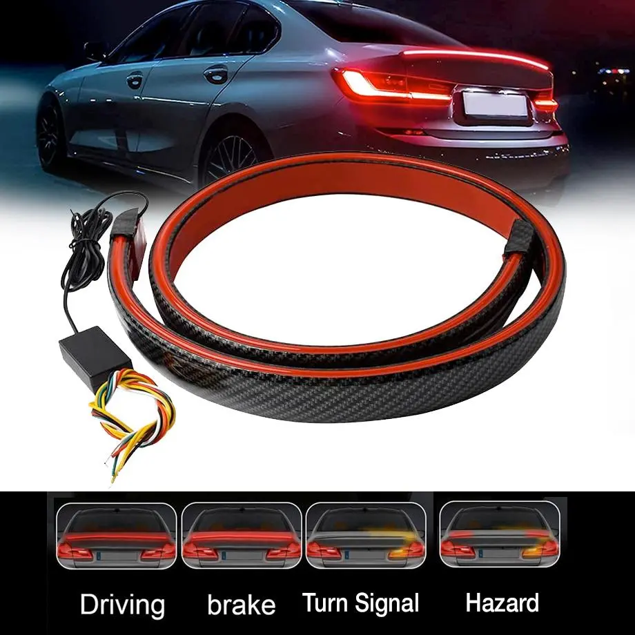 Universal Dual Function Led Carbon Look Rubber Boot Spoiler 1