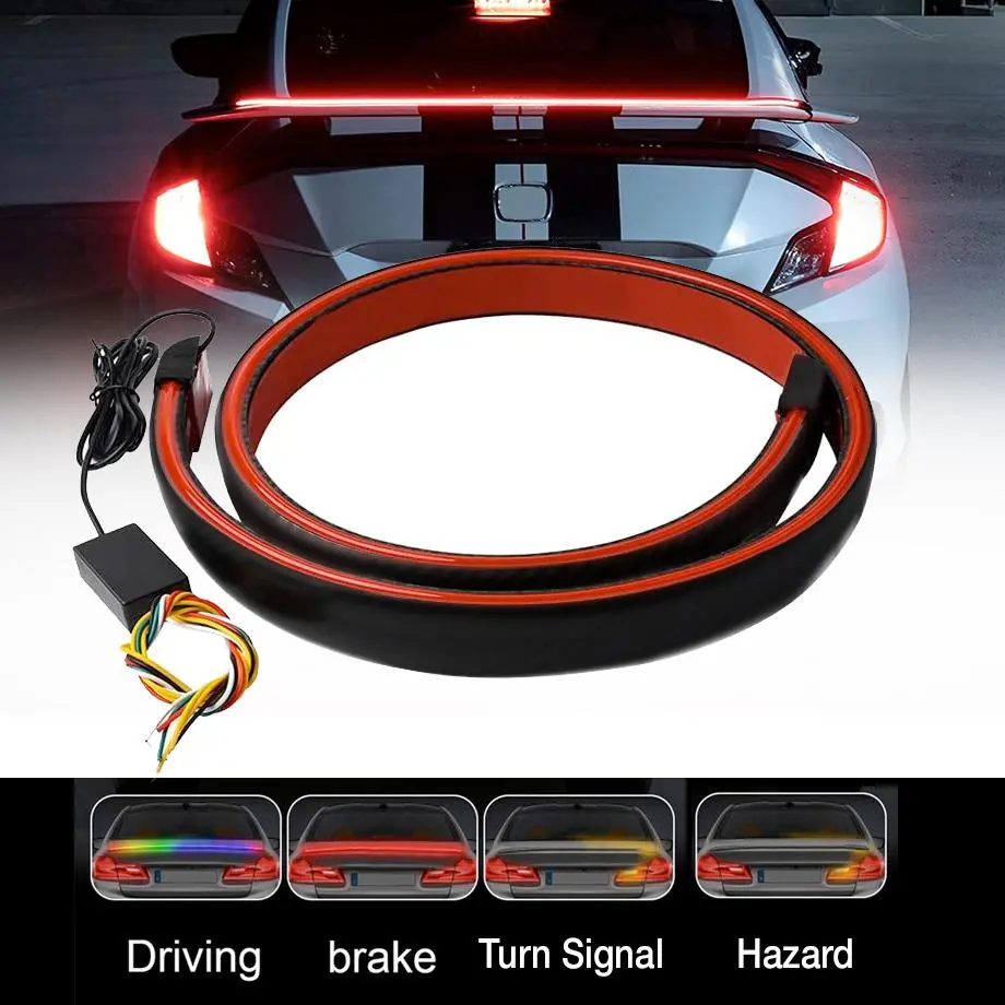 Universal Dual Function Led Gloss Black Rubber Boot Spoiler 1