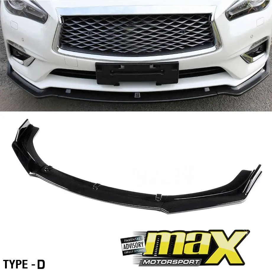 Universal Gloss Black 3-Piece Front Spoiler - Type D 1