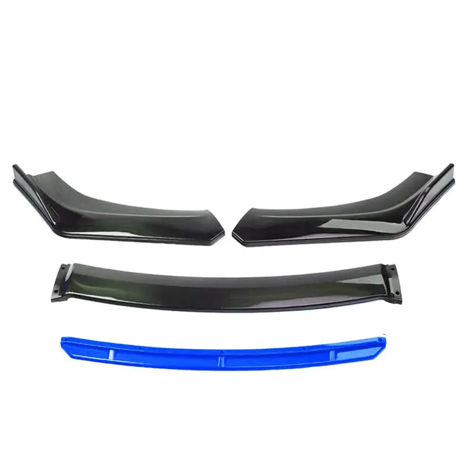 Universal Gloss Black 4-Piece Front Spoiler With Blue Lip 1