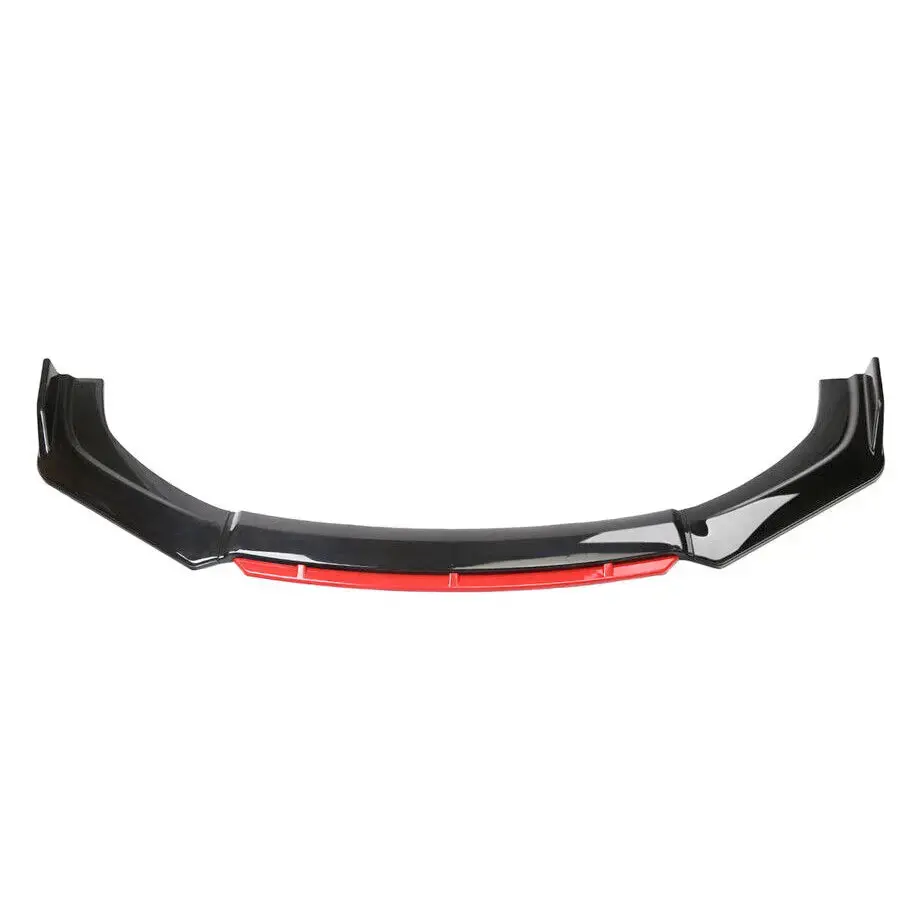 Universal Gloss Black 4-Piece Front Spoiler With Red Lip 1