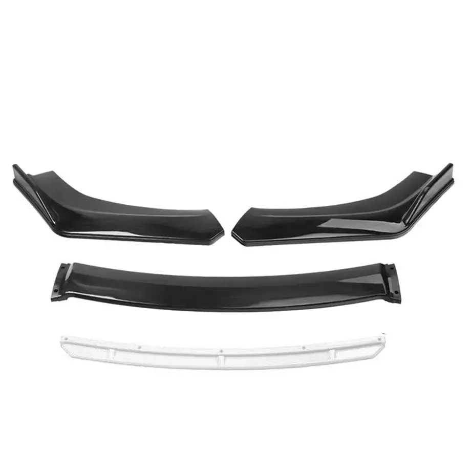 Universal Gloss Black 4-Piece Front Spoiler With White Lip 1