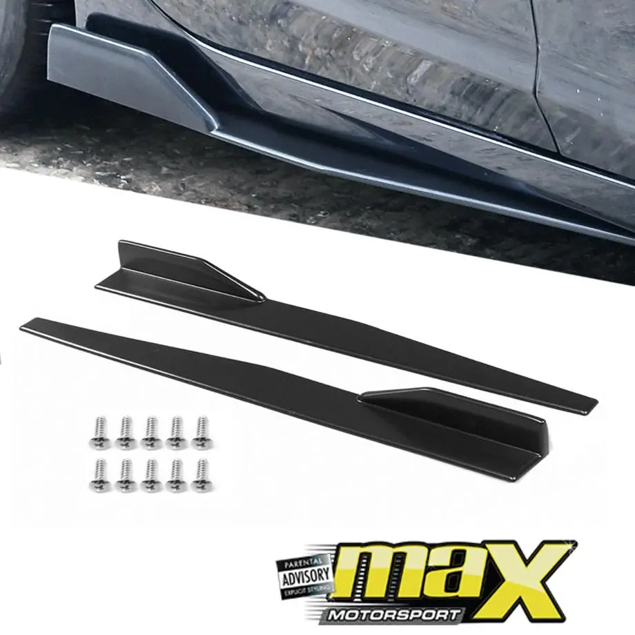 Universal Gloss Black Side Skirt Splitters / Extensions - 1.2 Meter 1