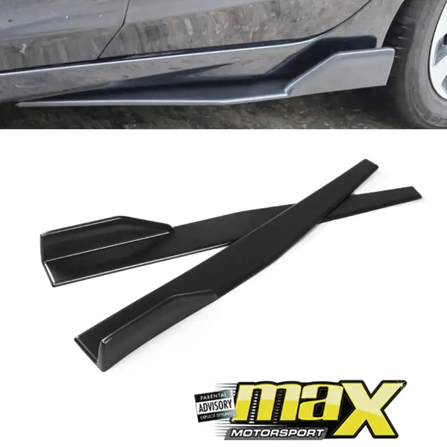 Universal Gloss Black Side Skirt Splitters / Extensions (75Cm) 1