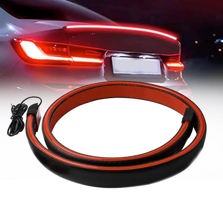 Universal Gloss Black Rubber Boot Spoiler With Led Brake Light 1