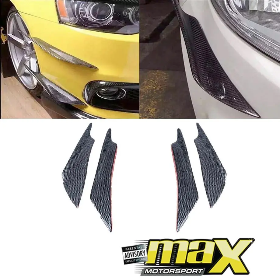Universal Gloss Carbon Bumper Canards (4-Piece Large) 1