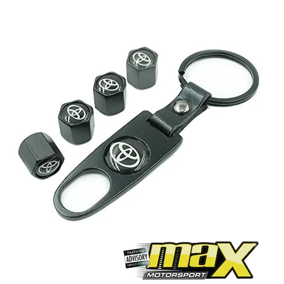 Universal Metal Toyota Valve Caps With Keychain 1