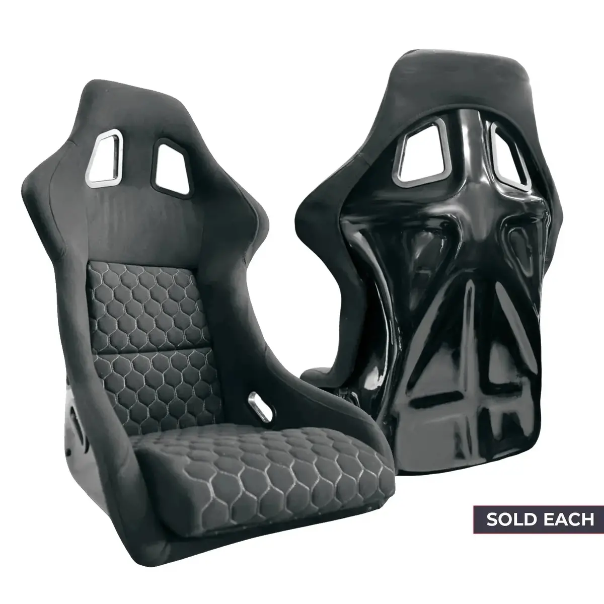 Universal Non-Reclinable Bucket Racing Seats With Gloss Black Frame (Each) 1