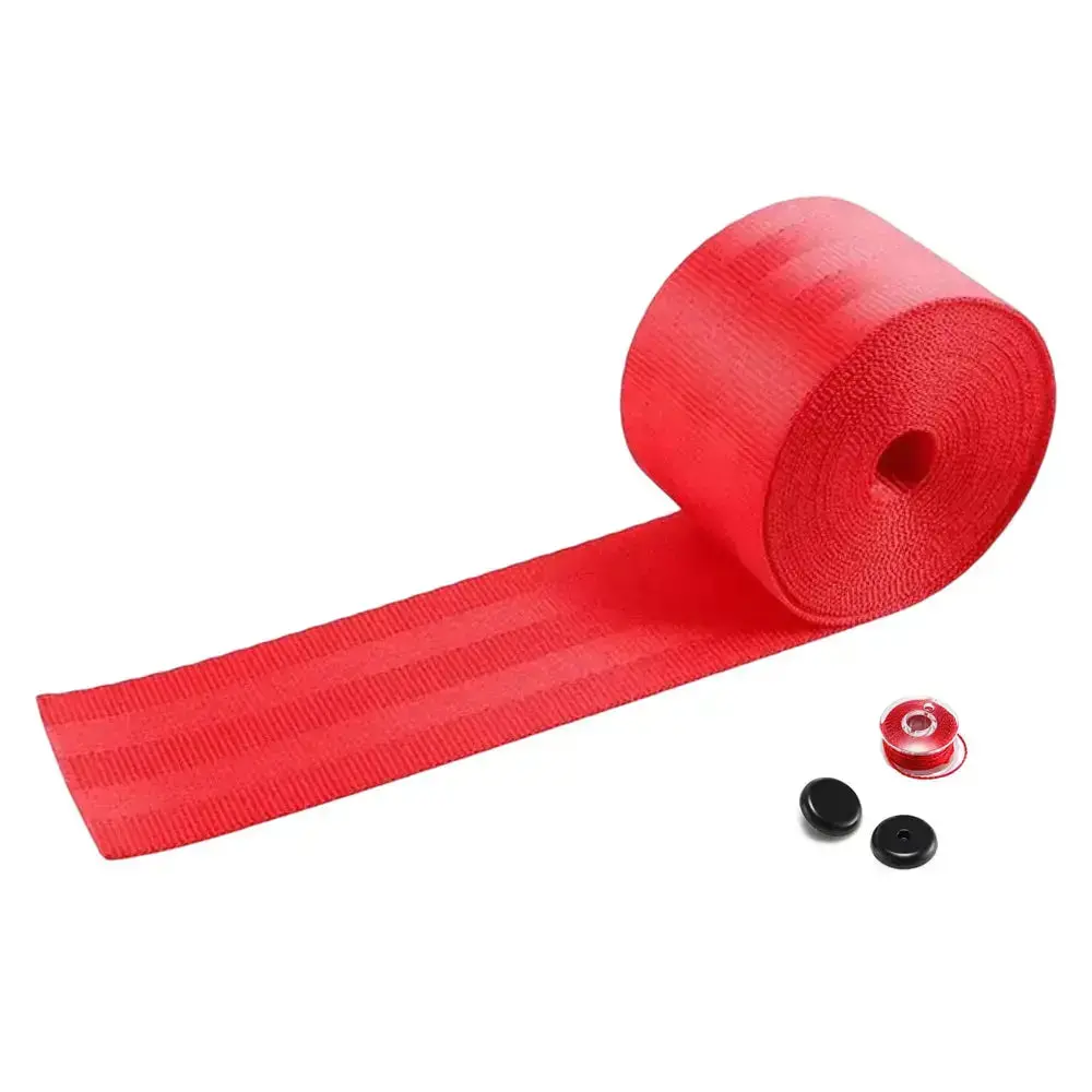 Universal Polyester Webbing Seat Belt Harness Strap - Red 1