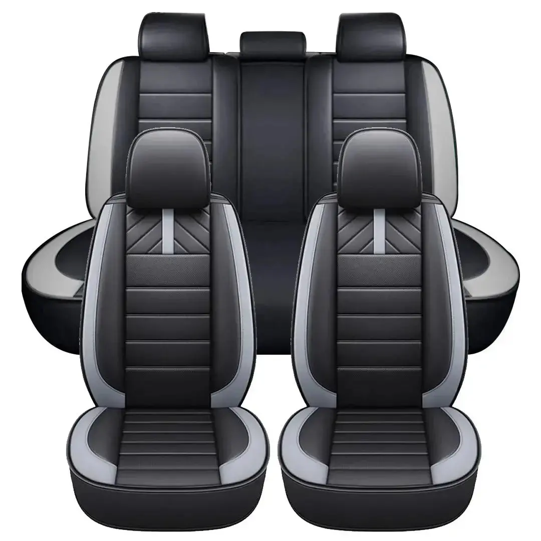 Universal Premium Luxury Car Seat Covers - Front & Rear Full Set (Black & Grey) 1