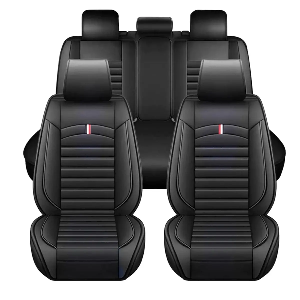 Universal Premium Luxury Car Seat Covers - Front & Rear Full Set (Black) 1