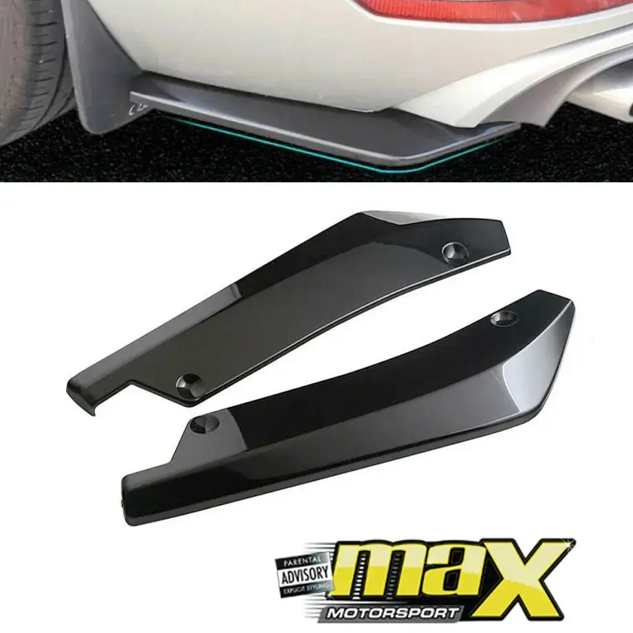 Universal Gloss Black Rear Bumper Corner Splitters 1