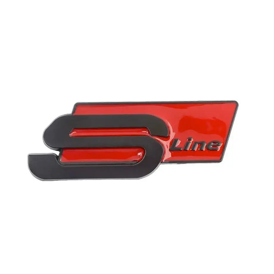 Universal S-Line Audi Fender Badges (Matte Black & Red) 1