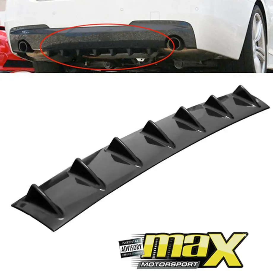 Universal Shark Fin 7 Wing Gloss Black Rear Bumper Diffuser 1