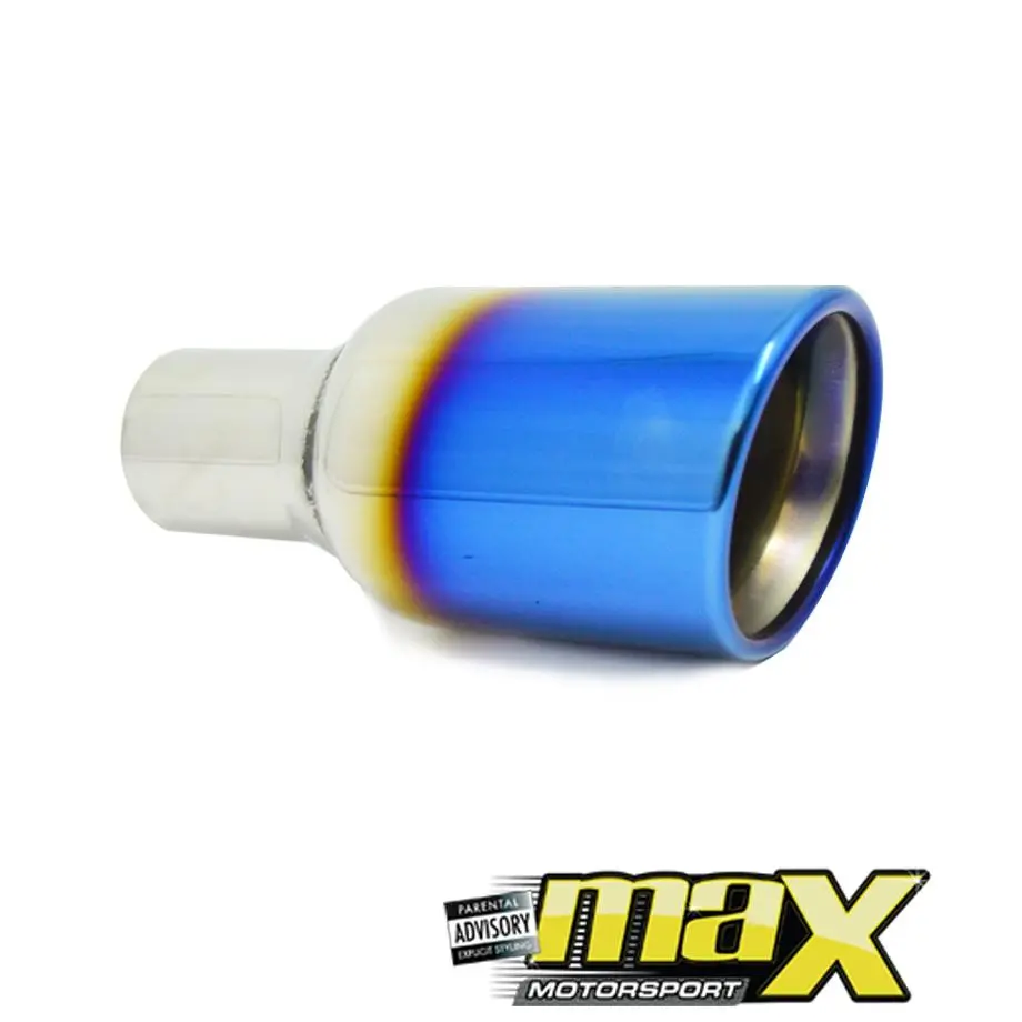 Universal Single Round Metallic Blue Exhaust Tailpipe (53Mm Outlet) 1