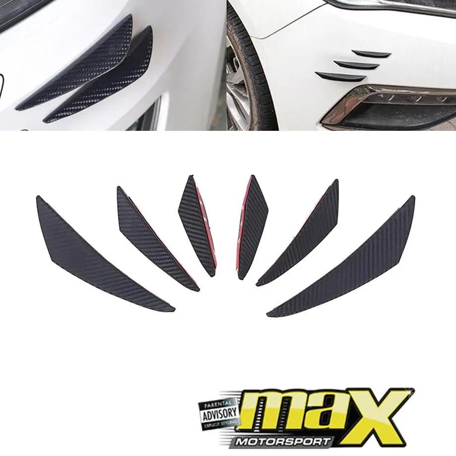 Universal Stick-On Carbon Look Bumper Canards (6-Pc) 1