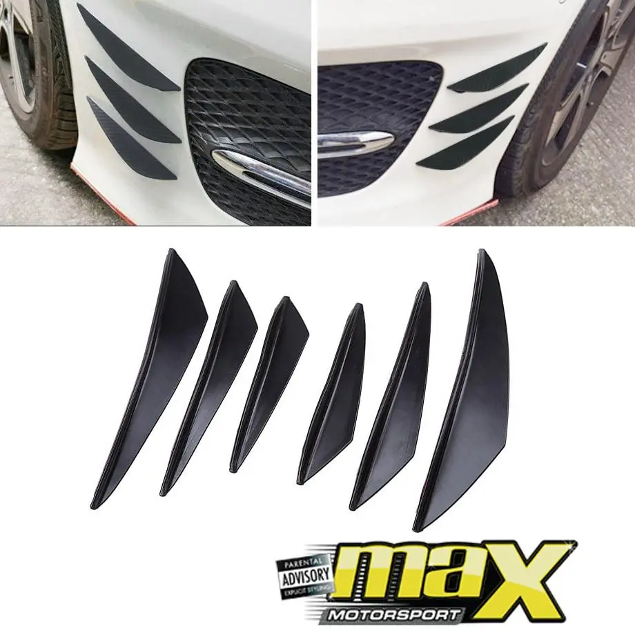 Universal Stick-On Gloss Black Bumper Canards (6-Pc) 1
