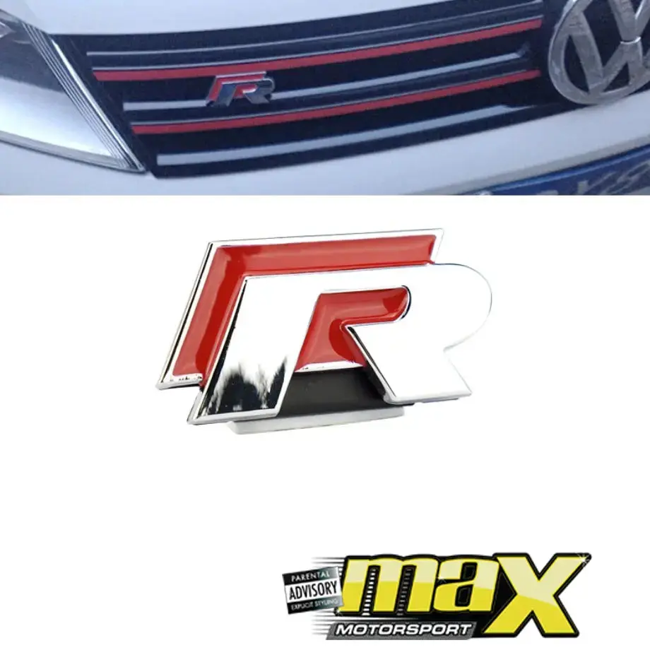 Universal Stick-On R Logo Grille Badge (Red) 1