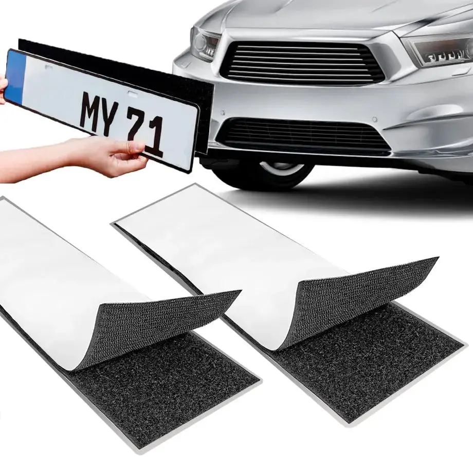 Universal Stick-On Velcro Number Plate Holder 4-Piece Set 1