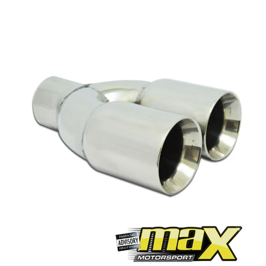 Universal Twin Angled Cut Double Exhaust Tailpipe (65Mm Outlet) 1