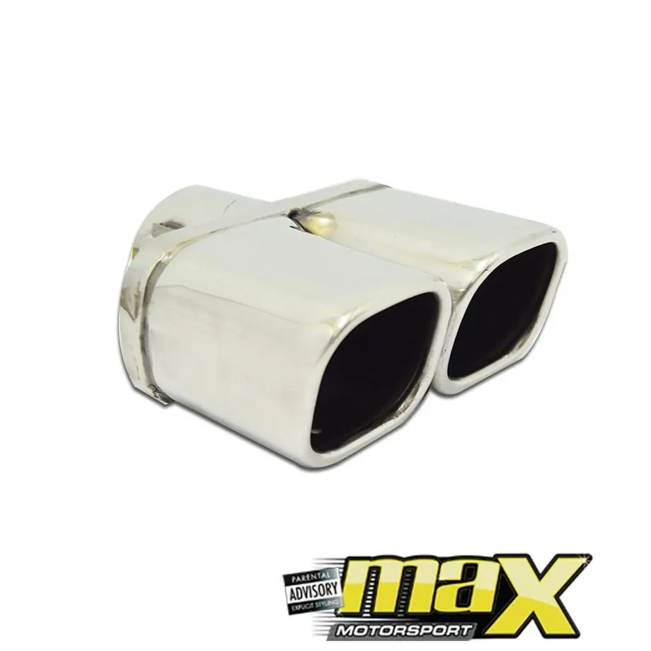 Universal Twin Angled Cut Double Squar Exhaust Tailpipe (63Mm Outlet) 1