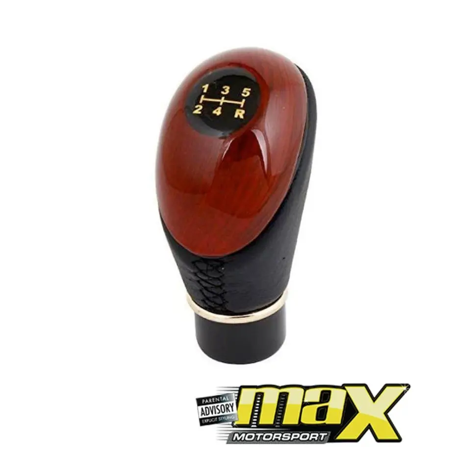 Universal Type-R Wood Grain Leather Look Gear Knob 1
