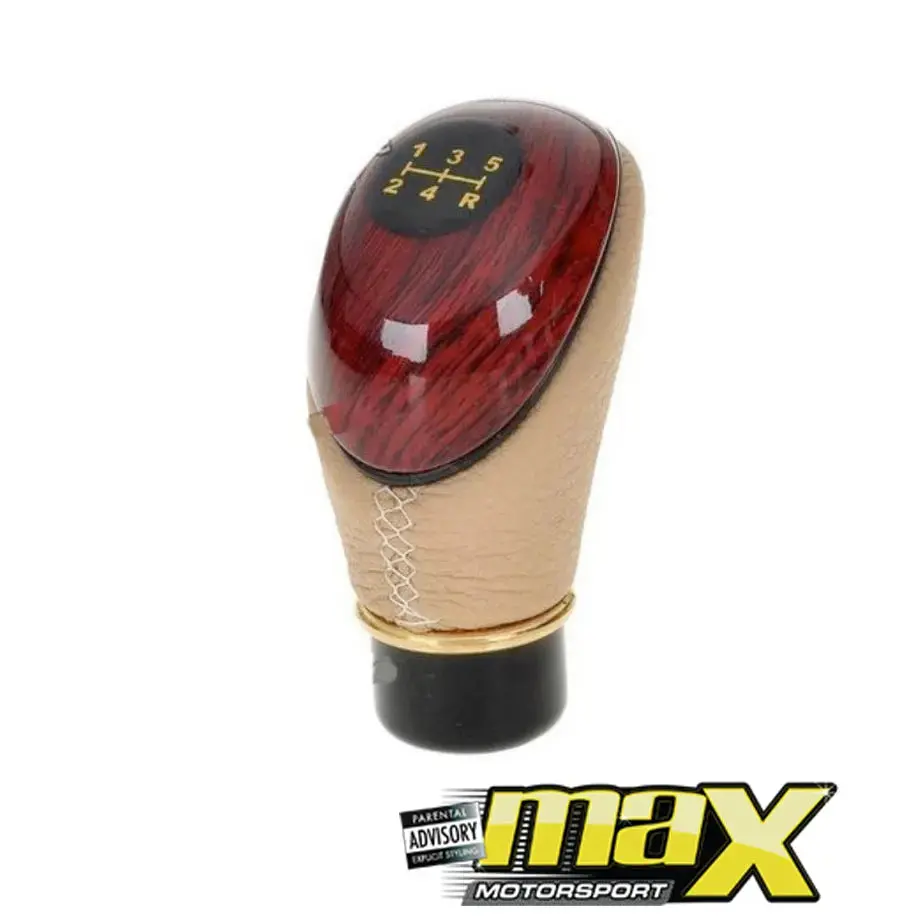 Universal Type-R Wood Grain Leather Look Gear Knob 1