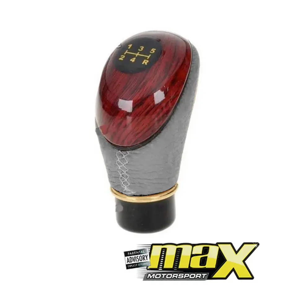 Universal Type-R Wood Grain Leather Look Gear Knob 1