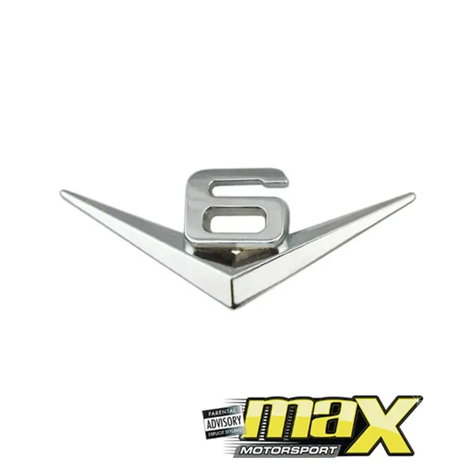 Universal V6 Chrome Metal Badge 1
