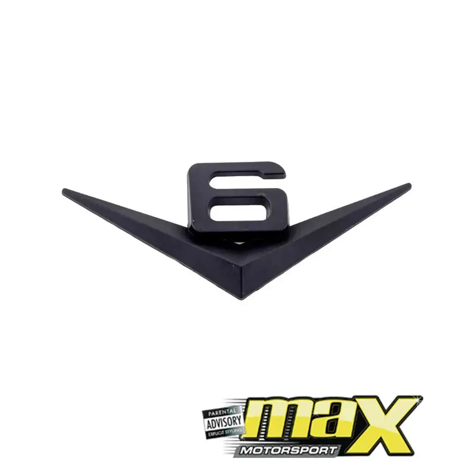 Universal V6 Matte Black Metal Badge 1