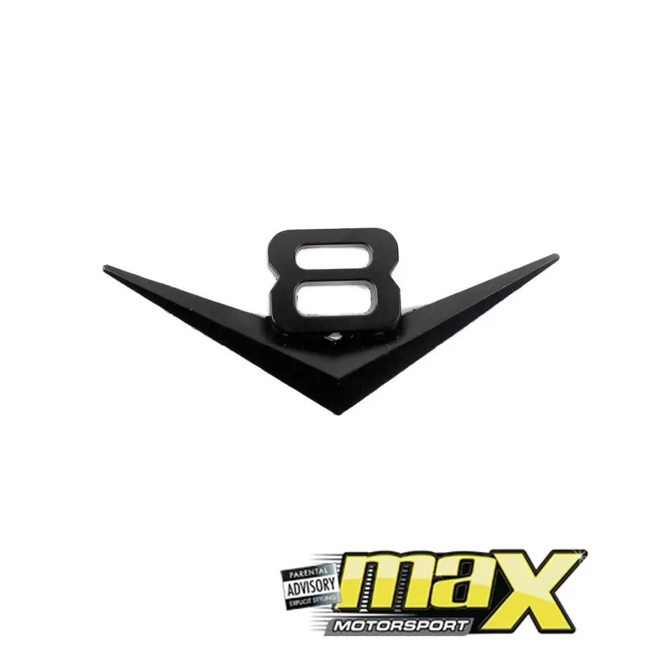 Universal V8 Matte Black Metal Badge 1