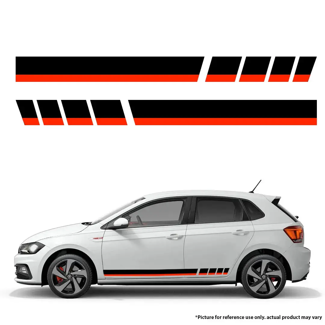 Universal Vw Polo Gt Style Stripe Sticker Kit (Red & Black) 1