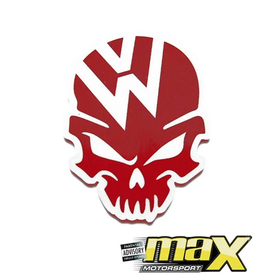 Universal Vw Skull Vinyl Sticker (Red) 1