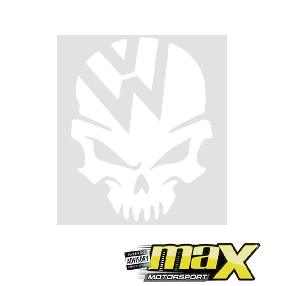 Universal Vw Skull Vinyl Sticker (White) 1