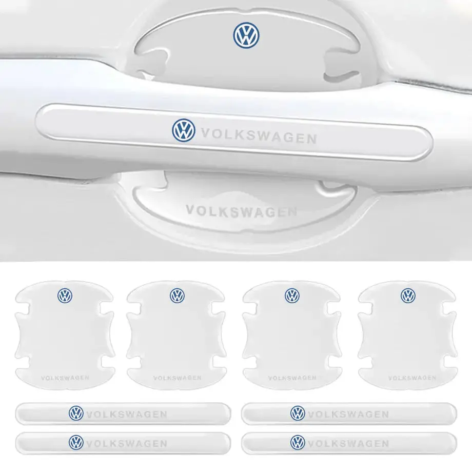 Universal Vw Transparent Silicone Door Handle Cover Protector Set (8Pc) 1