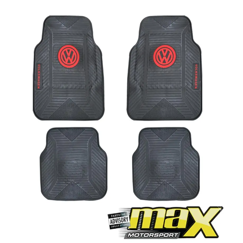 Suitable To Fit - Vw 4-Piece Rubber Car Mats (Red) 1