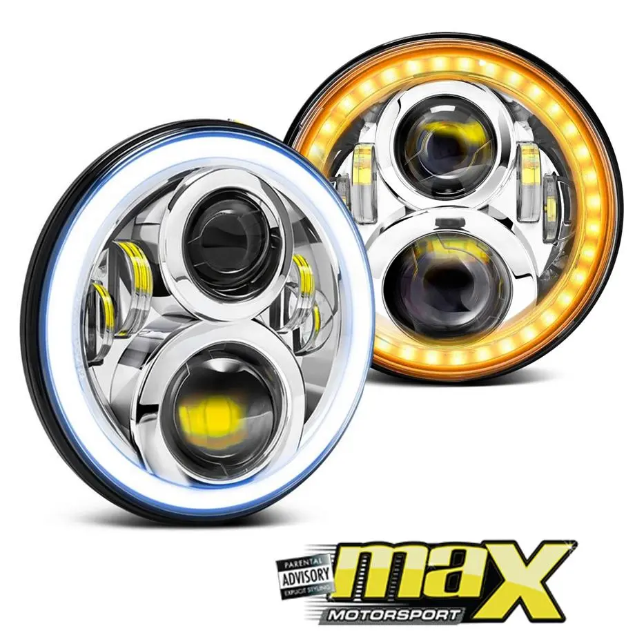 Vw Golf 1 -  7 Inch Jeep Style Led Chrome Angel Eye Projector Headlight 1