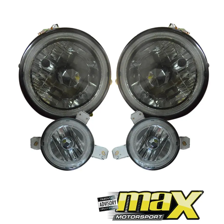 Suitable To Fit - Vw Golf 1 Ccfl Smoked Angel Eye Headlights (Inners & Outers) 1