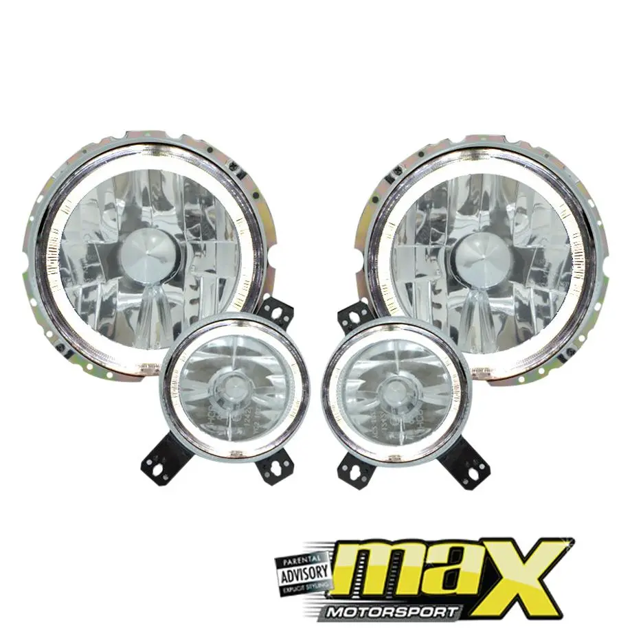 Suitable To Fit - Vw Golf 1 Crystal Ccfl Angel Eye Headlights Inner & Outers 1