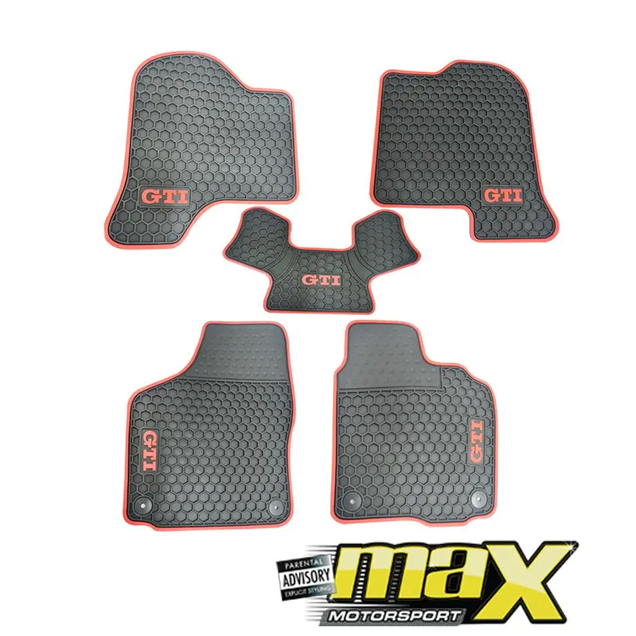 Vw Golf 5/6 Red Gti Custom Rubber Car Mats (5-Piece) 1