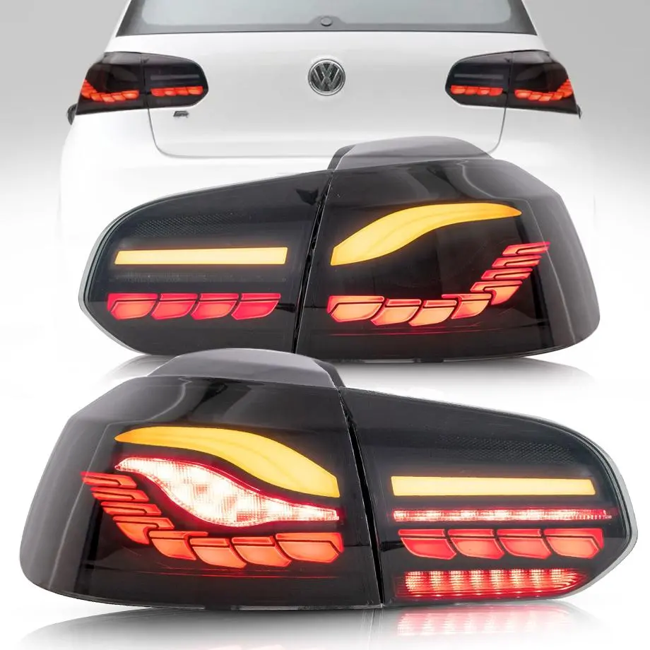 Suitable To Fit - Vw Golf 6 Cs Style Oled Sequential Smoked Black Taillights 1