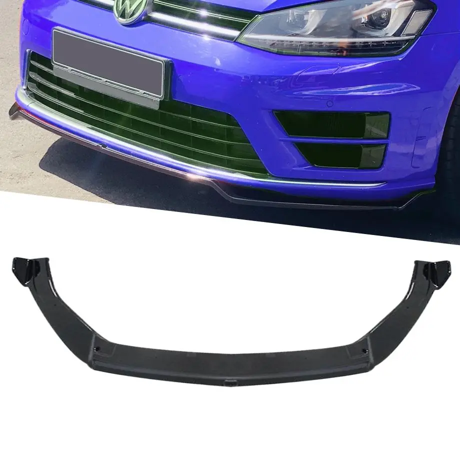 Vw Golf 7 Gti / R Gloss Black Maxton Style Plastic 1-Piece Front Spoiler 1