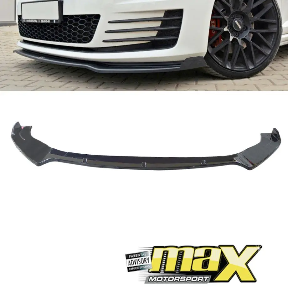 Suitable To Fit - Vw Golf 7 / 7.5  Gti Gloss Black Maxton Style Plastic Front Spoiler 1