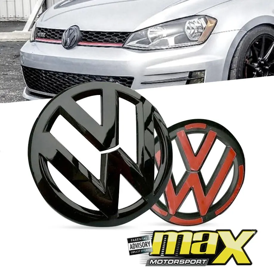 Suitable To Fit - V-W Golf 7 Gloss Black Stick On Emblem Badge Covers (Pair) 1