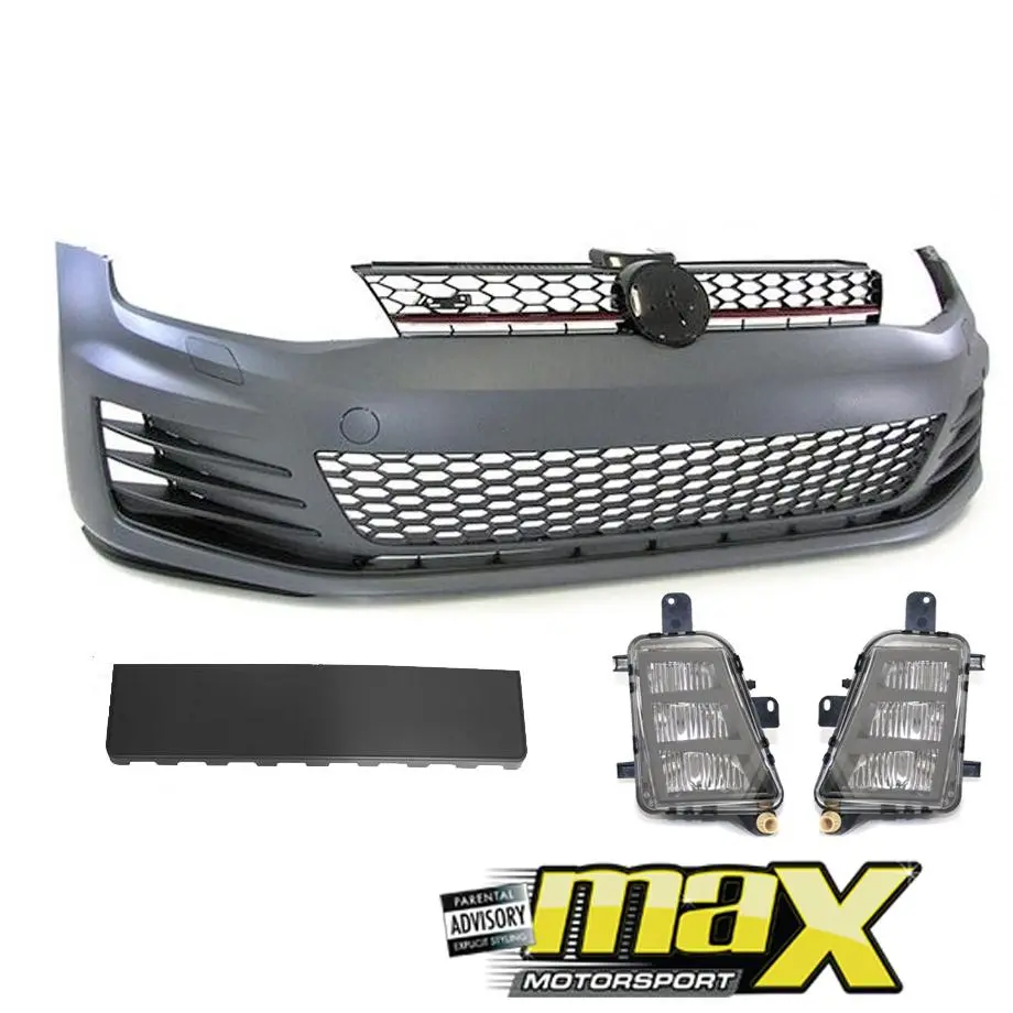 Suitable To Fit - Vw Golf 7 Gti Plastic Front Bumper With Fogs 1