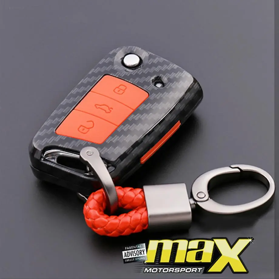 Vw Golf 7 / New Polo 7 Carbon Fibre Key Case Cover With Key Ring 1