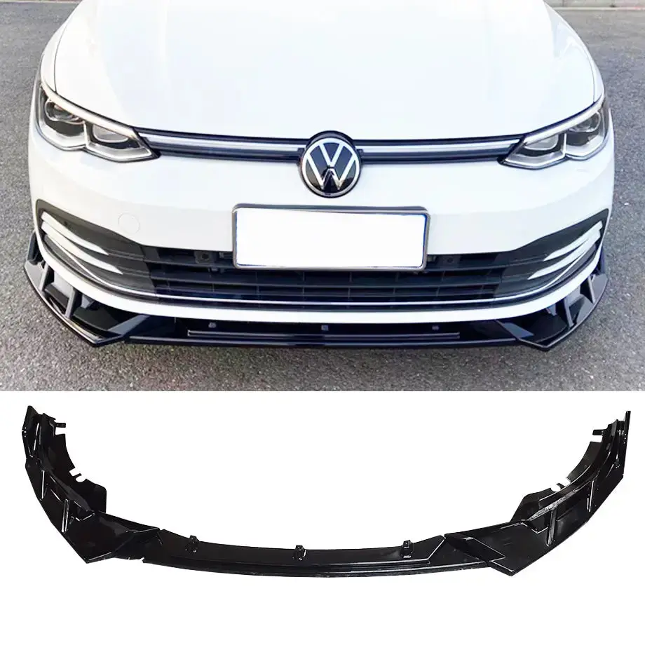 Suitable To Fit - Vw Golf 8 Gti / R Gloss Black 3-Piece Front Spoiler 1