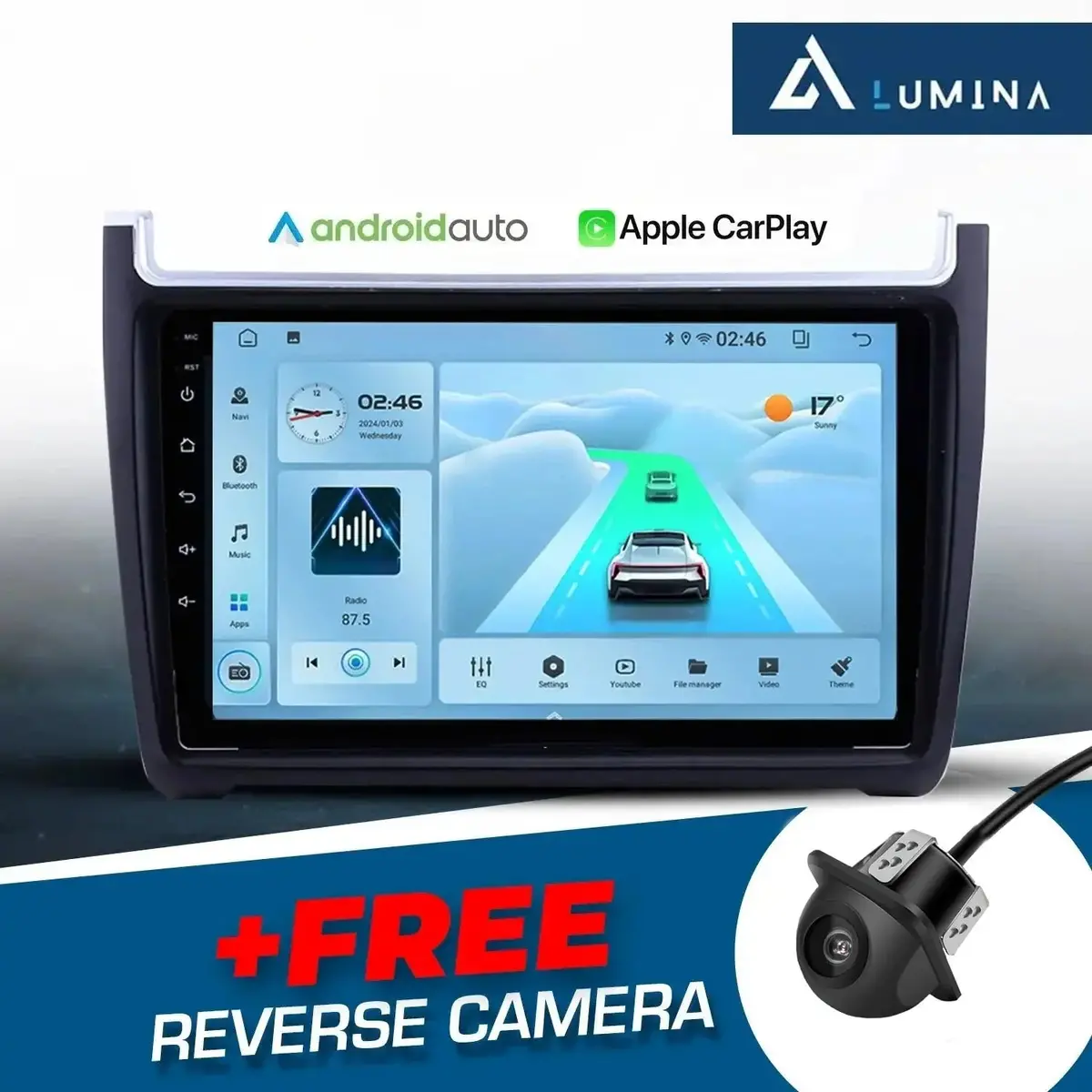 Vw Polo 6 Gti / Tsi (12-On) - 9 Inch Lumina Android Entertainment & Gps System +Free Reverse Camera 1