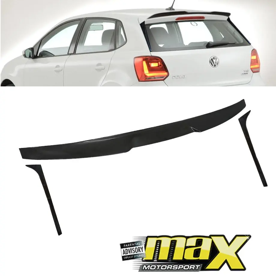 Suitable To Fit - Vw Polo 6 R/Tsi Gloss Black Plastic Roof Spoiler Extension With Side Extension 1