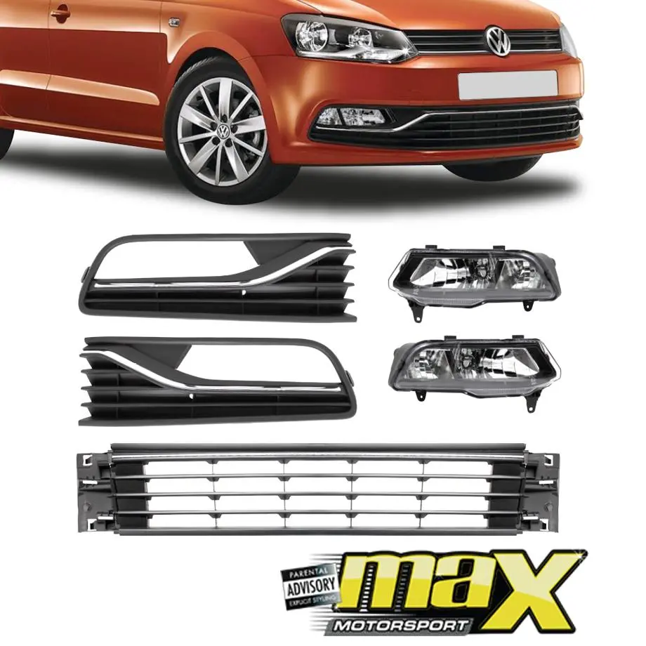 Suitable To Fit - Vw Polo 6 Tsi Fog Lamp Covers With Center Grille (5-Piece) 1